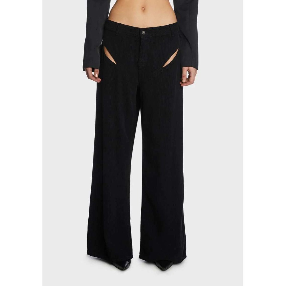 The Ragged Priest Black Cord Cut Out Release Wide Leg Cut Out Pants Size 26